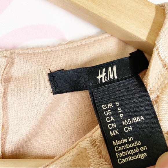 NEW H&M Peach Lace Long Sleeve Midi Dress S - Picture 10 of 14